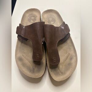 Espadrille Cork Platform Sandals Size 8 Brown Multi color Thong Flip Flop Y2K